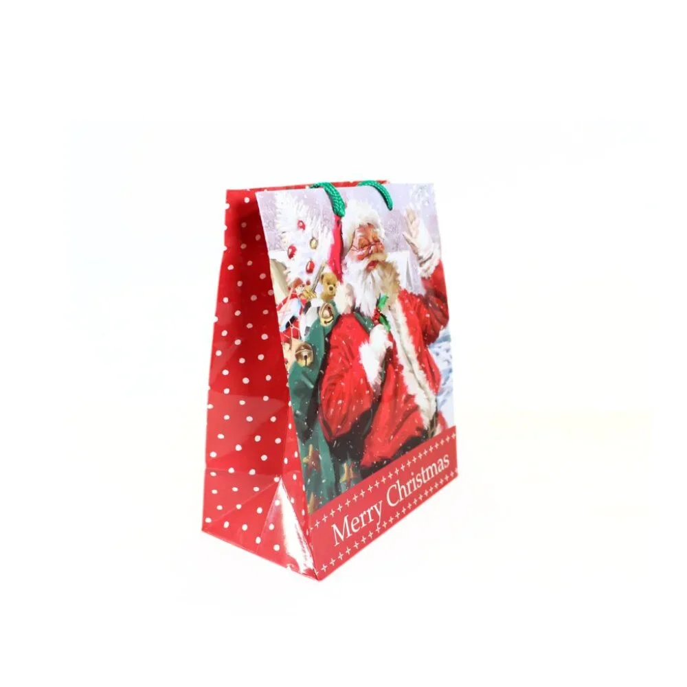 Set of 2 Used Christmas Gift Bags Santa Snowman Reusable Crafting Scrapbooking